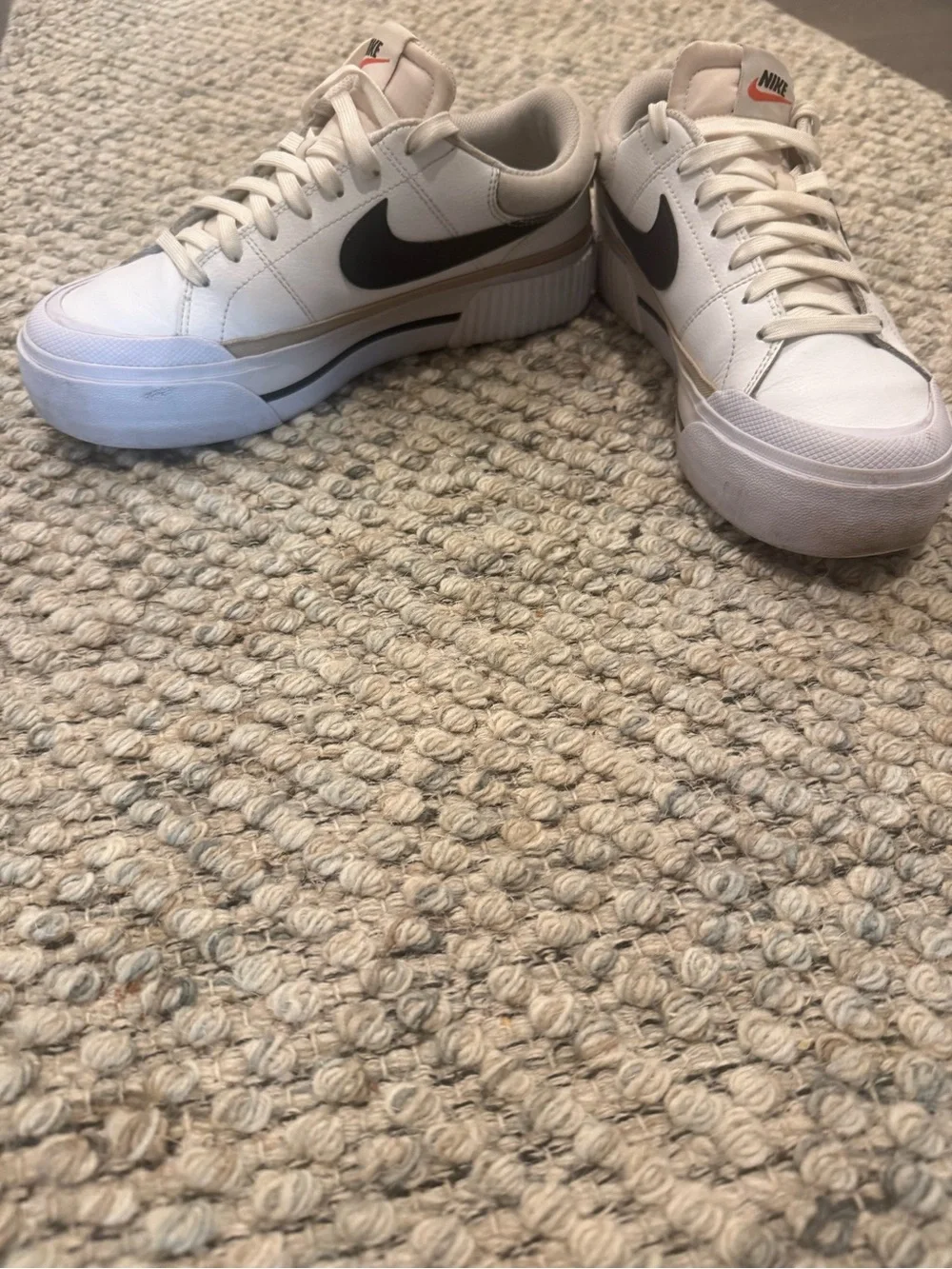 Nike Cream and Black Platform Low-Top Sneakers